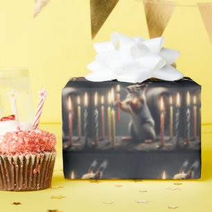 Squirrel With Birthday Candles Wrapping Paper