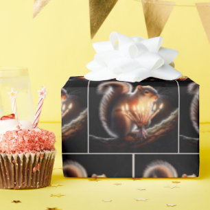 Squirrel With Birthday Candles Wrapping Paper