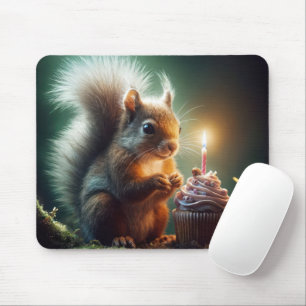 Squirrel With Birthday Cupcake Mouse Pad