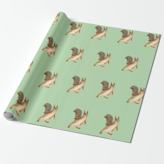 Squirrel with Bushy Tail Standing Wrapping Paper (Unrolled)