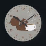 Squirrel with Coffee Cute Woodland Animal Round Clock<br><div class="desc">A fun wall clock for the kitchen or office. Squirrel enjoying a steaming hot cup of coffee. Makes an original gift. Check out Jenn’s Doodle World for even more decorative clocks and animal themed home decor.</div>