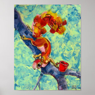 Squirrel With Coffee Poster
