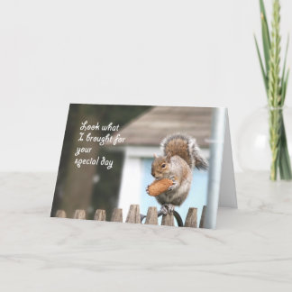 Squirrel with cookie Happy Birthday card - Funny
