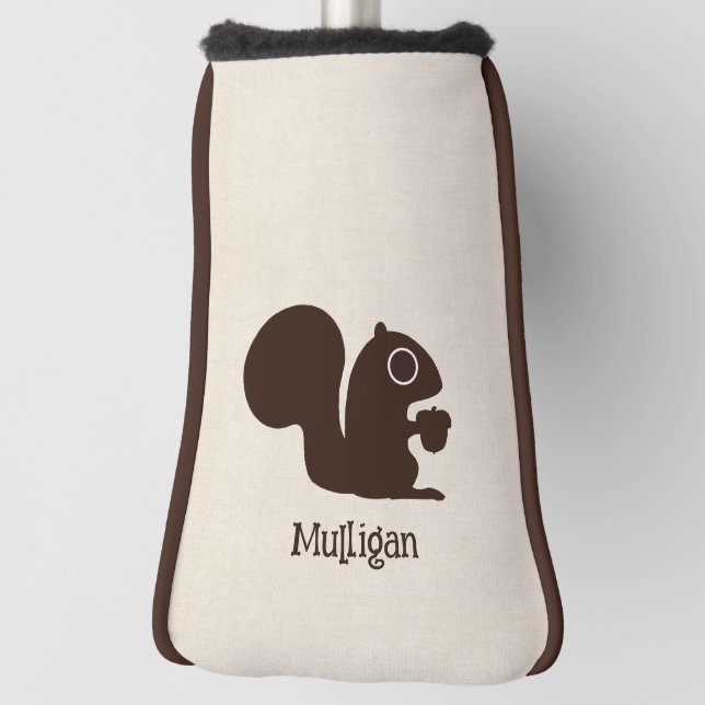 Squirrel with Custom Name Cute Woodland Critter Golf Head Cover (Rotate 90)
