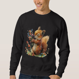 squirrel with flowers cute chipmunk squirrels anim sweatshirt