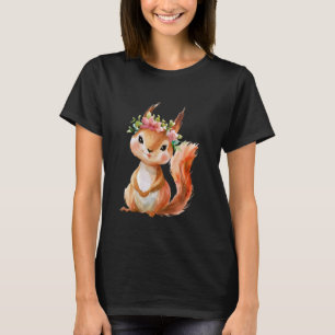 squirrel with flowers cute chipmunk squirrels anim T-Shirt