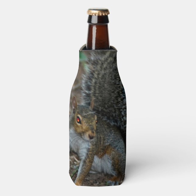 Squirrel with glowing eyes bottle cooler (Bottle Front)
