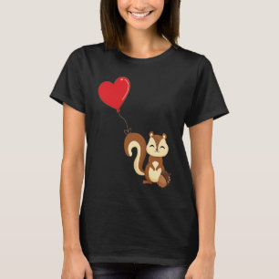 Squirrel With Heart Balloon Valentines Day Love Bo T-Shirt