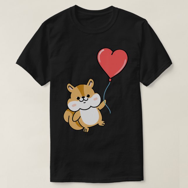 Squirrel With Heart Balloon Valentines Day Squirre T-Shirt (Design Front)