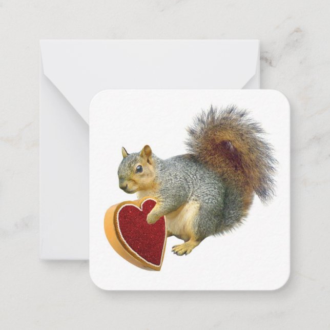 Squirrel with Heart Box Mini Card (Front)