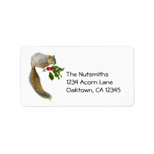 Squirrel with Holly Address Labels
