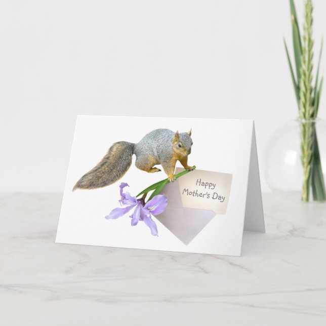 Squirrel with Iris Mother's Day Card (Front)