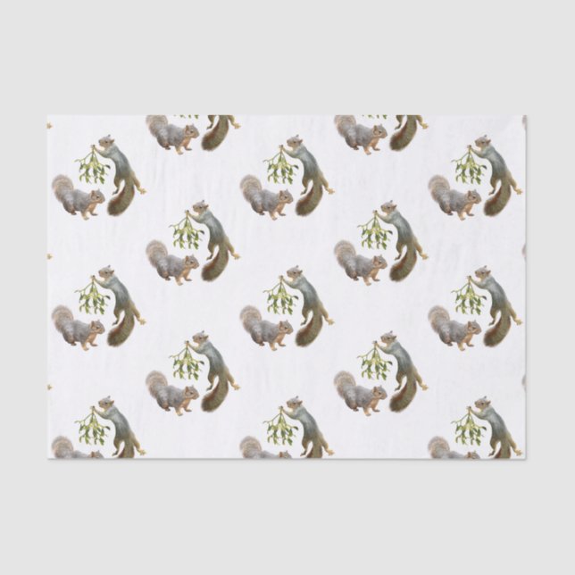 Squirrel with Mistletoe Tissue Paper (Front)