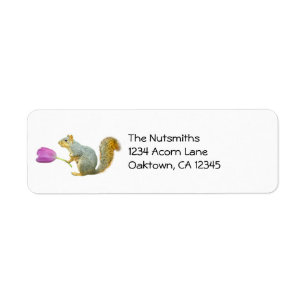 Squirrel with Pink Tulip Address Labels