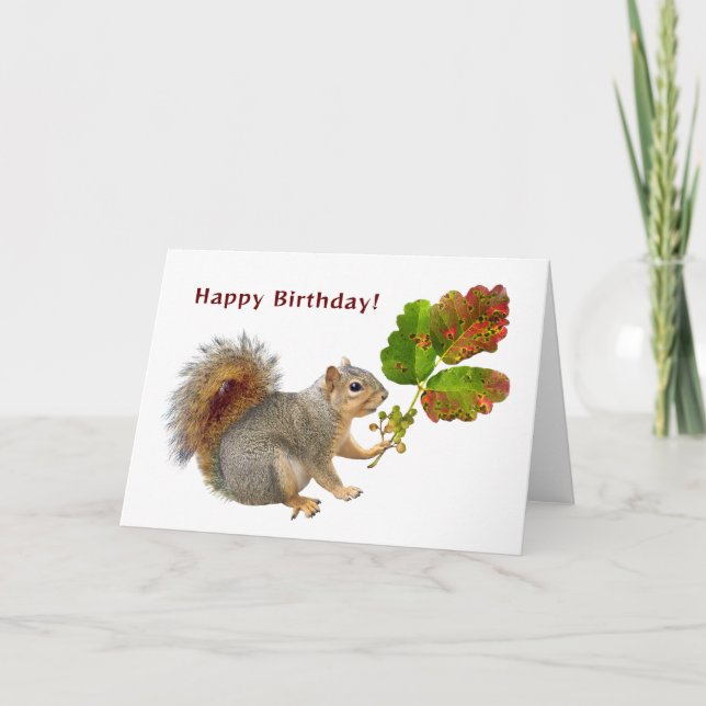 Squirrel  with Poison Oak Birthday Card (Front)