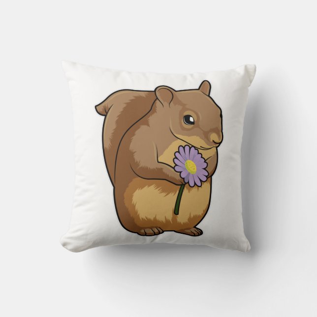 Squirrel with purple Flower Cushion (Front)