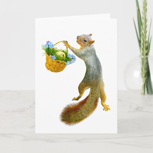 Squirrel with Spring Basket Card (Front)