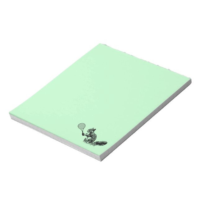 Squirrel With Tennis Racket on Green Background Notepad (Rotated)