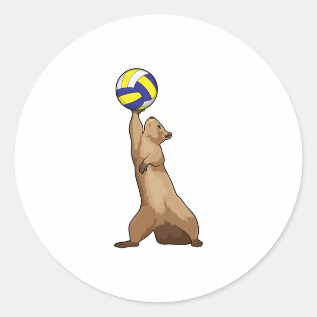 Squirrel with Volleyball Classic Round Sticker (Front)