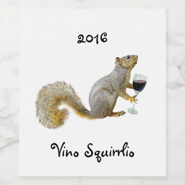 Squirrel with Wine Wine Labels (Single Label)