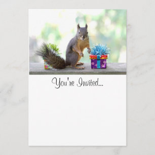 Squirrel with Wrapped Presents Invitation