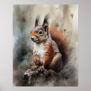 Squirrel Woodland Animal Art Print Poster