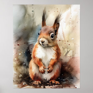 Squirrel Woodland Animal Art Print Poster