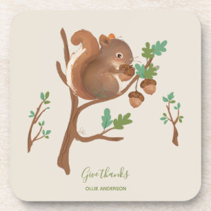Squirrel • Woodland Forest Animal Illustration Coaster