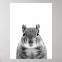Squirrel Woodland Modern Portrait black white
