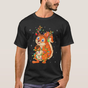 Squirrel Xmas Lighting Reindeer Hat Squirrel Chris T-Shirt