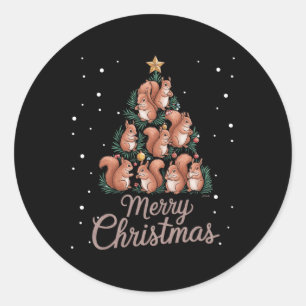 Squirrel Xmas Tree Squirrel Christmas Tree 1 Classic Round Sticker