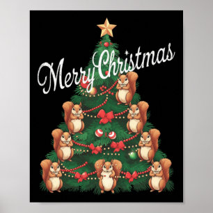 Squirrel Xmas Tree Squirrel Christmas Tree Poster