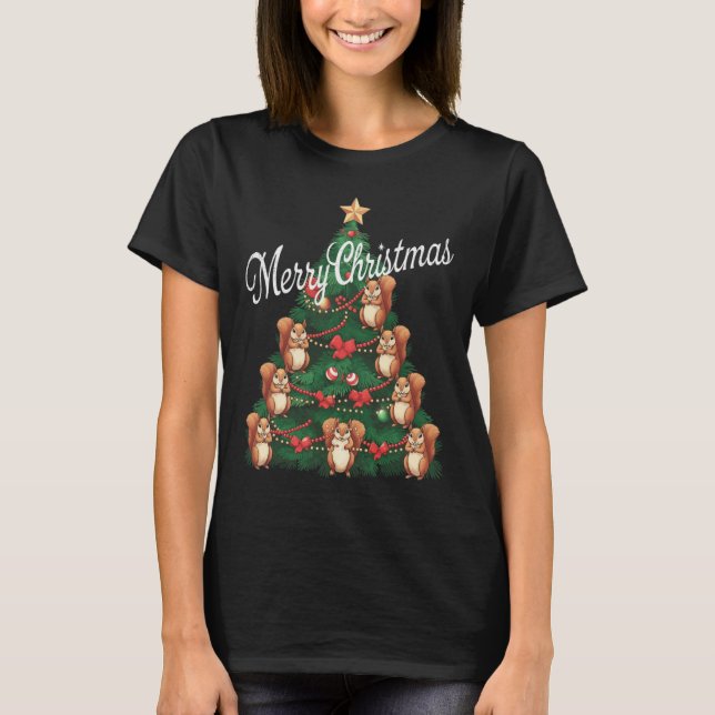 Squirrel Xmas Tree Squirrel Christmas Tree  T-Shirt (Front)
