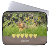 Squirrel & Yellow Hearts Electronics Bag
