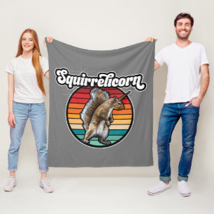 Squirrelicorn - funny, vintage squirrel unicorn fleece blanket