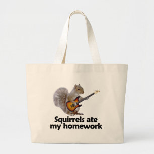 Squirrels ate my homework large tote bag