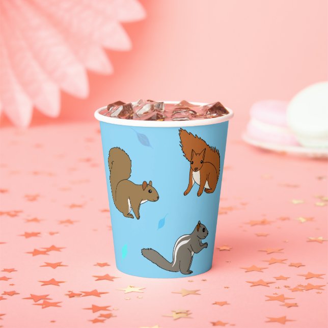 Squirrels Blue Paper Cups (Insitu)