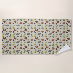 Squirrels, Bunnies and Birds Beach Towel