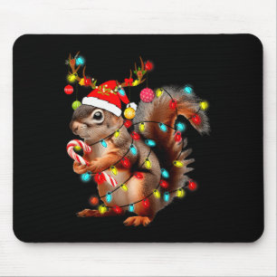 Squirrels Christmas Lights Funny Xmas Squirrel Lov Mouse Pad