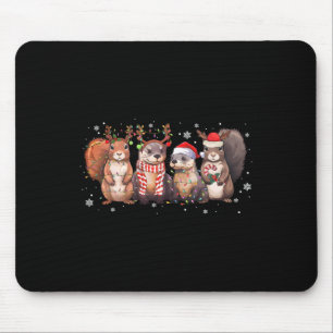 Squirrels Christmas Lights Funny Xmas Squirrel Lov Mouse Pad