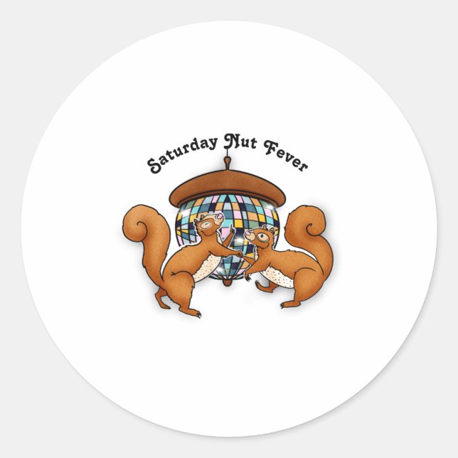 Squirrels Disco Funny Party  Classic Round Sticker (Front)