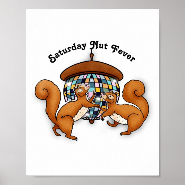 Squirrels Disco Funny Party  Poster (Front)