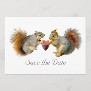 Squirrels Heart Acorn Save the Date Card