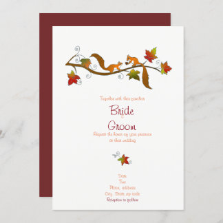Squirrels in love: Fall wedding invitation