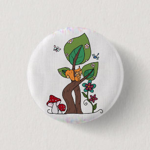 Squirrels in tree 3 cm round badge