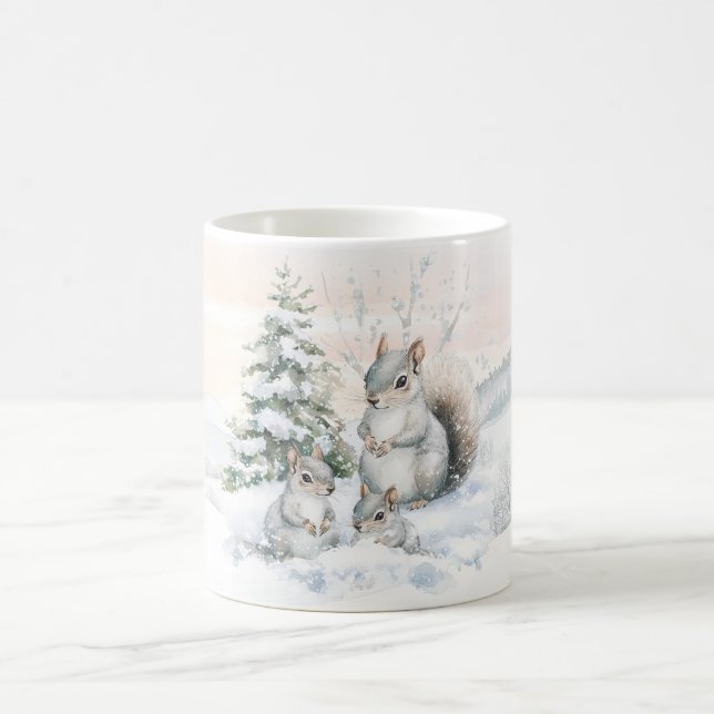Squirrels in winter forest  coffee mug (Center)