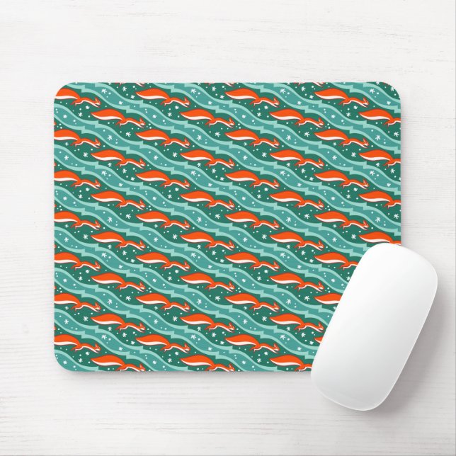Squirrels jumping in the snow on a Christmas tree Mouse Pad (With Mouse)