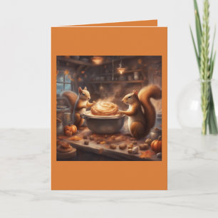 Squirrels make a Maple nut Honey bun Halloween Card