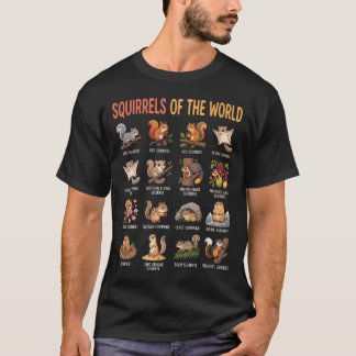 Squirrels Of The World Species Chart Educational T-Shirt