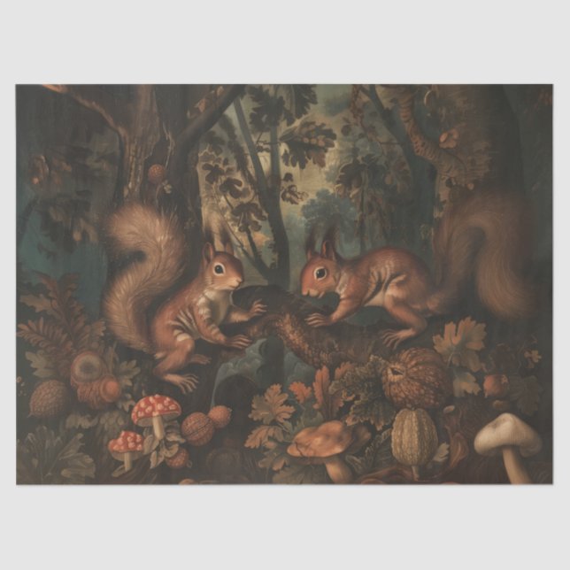 Squirrels - Oil Painting Style Tissue Paper (Front)